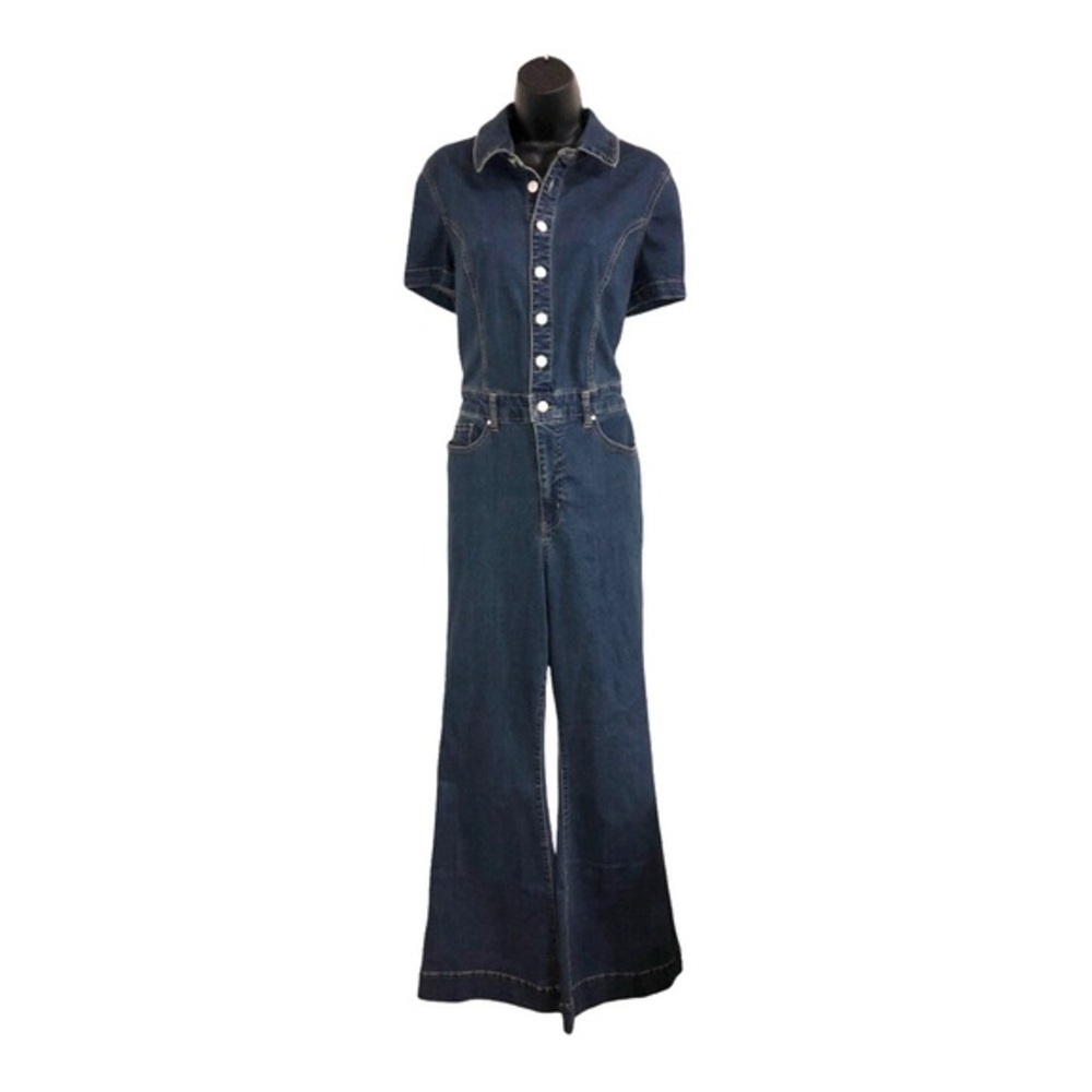 Jessica Simpson blue denim flare leg Cammie ventura denim Jumpsuit size 5 new - Picture 1 of 16